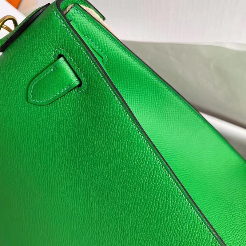 Hermes Kelly 28cm Handbag Shoulder Bag in Green Bombou Epsom Leather